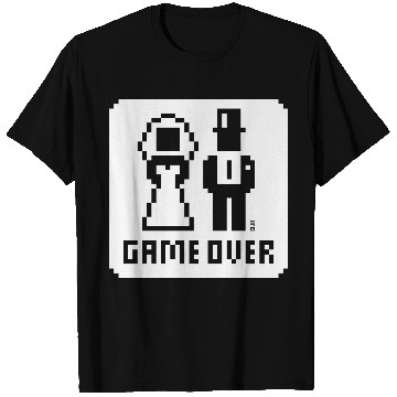 Discover Game Over (Wedding Stag Party Night, Pixel, NEG W) T Shirts