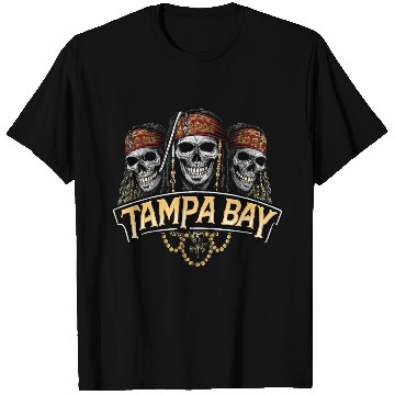 Discover Pirate Skull with Tampa Bay Banner T Shirts