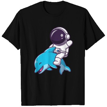 Discover Space Explorer with Dolphin Companion T Shirts