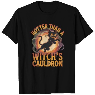 Discover Whimsical Cat Witch Cauldron T Shirts