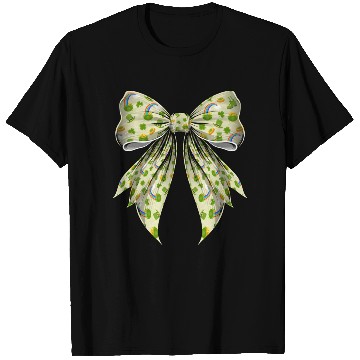 Discover Coquette Bow St Patricks Day Shamrock Pattern T Shirts