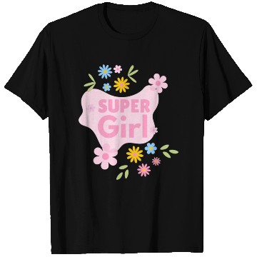 Discover Super Girl Floral Badge Design T Shirts