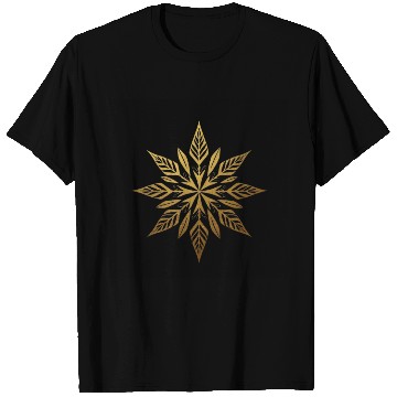 Discover Gold Metallic Leaf Snowflake Design T Shirts
