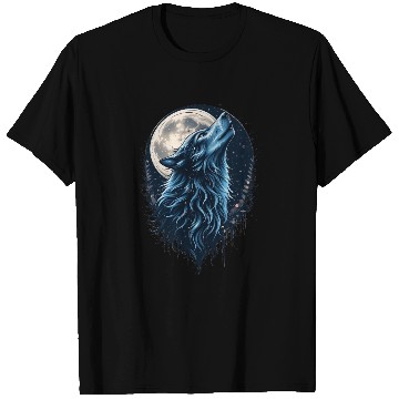 Discover Moonlit Howl Blue Wolf Illustration T Shirts