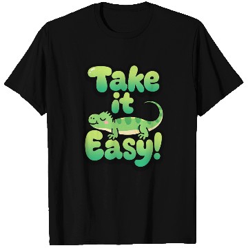 Discover Relaxed Green Lizard – Take it Easy Cartoon Design T Shirts