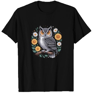 Discover Floral Owl With Flowers And Blossoms T Shirts
