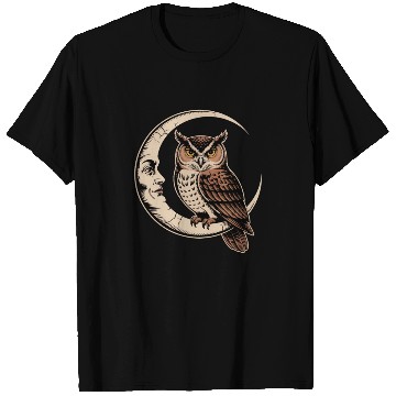 Discover Moon Owl Crescent T Shirts