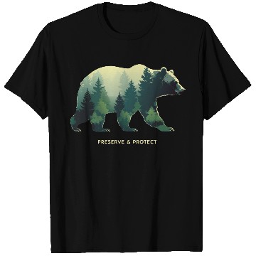 Discover Forest Bear Nature Illustration T Shirts
