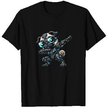 Discover Cool pug dog robot astronaut dabbing cyborg T Shirts