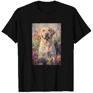 Discover Labrador in Vibrant Garden Scene T Shirts