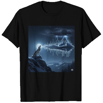 Discover Mystic Mountain Wolf Sound Wave T Shirts