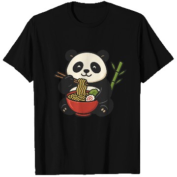 Discover Cute Panda Eating Ramen Illustration T Shirts