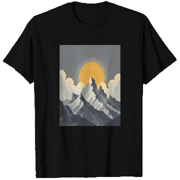 Discover Majestic Mountain Sunrise – Minimalist Nature Land T Shirts