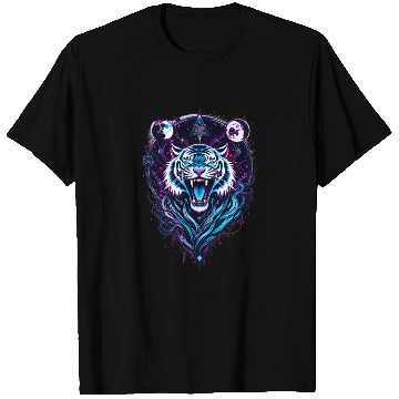 Discover Neon Tribal Tiger Cosmos Design T Shirts