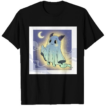 Discover Cute Ghost Bat Under Moon Scene T Shirts