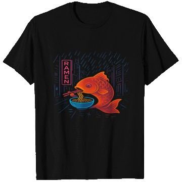Discover Neon Sushi Fish in Cityscape T Shirts