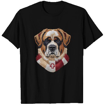 Discover Swiss Saint Bernard Dog Red White Switzerland Flag T Shirts