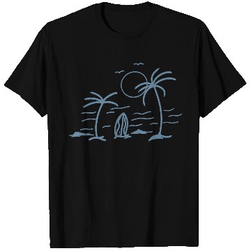 Discover Minimalist Coastal Sunset Illustration T Shirts