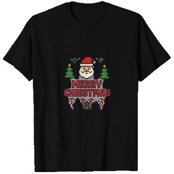 Discover Pixel Santa Christmas Design T Shirts