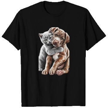 Discover Adorable Kitten and Puppy Friendship T Shirts