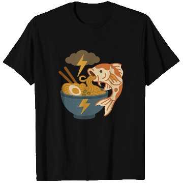 Discover Electrified Fish Ramen Illustration T Shirts