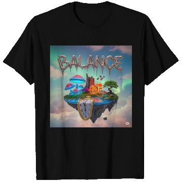 Discover Surreal Floating Island with Mushrooms and Time T Shirts