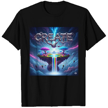 Discover Vivid Floating Island with Rainbow Waterfall T Shirts