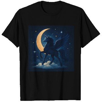 Discover Magical Winged Unicorn Under Moonlight T Shirts