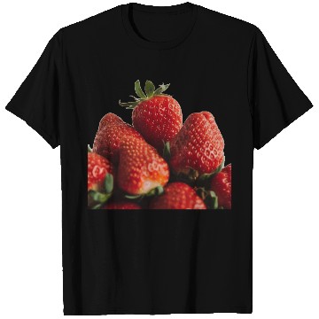 Discover Vivid Strawberry Cluster Print T Shirts