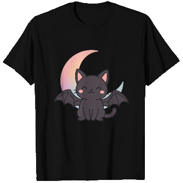 Discover Cute Bat and Moon Illustration T Shirts