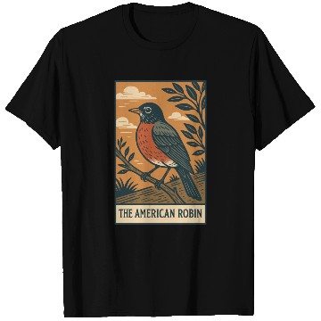 Discover American Robin Nature Illustration T Shirts