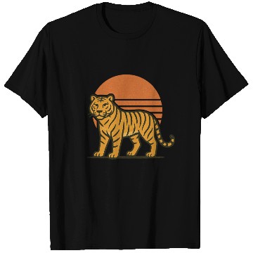 Discover Sunset Tiger Illustration T Shirts