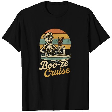 Discover "Booze Cruise T Shirts - Funny Skeleton Boat Captai