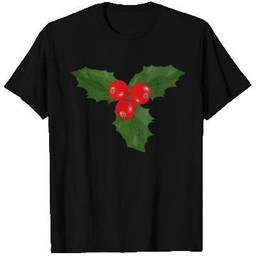 Discover Christmas Holly Leaf and Berry Design T Shirts