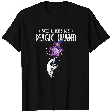 Discover Magical Wand with Witch Hat Illustration T Shirts