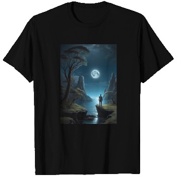 Discover Lunar Night Cliff Landscape T Shirts