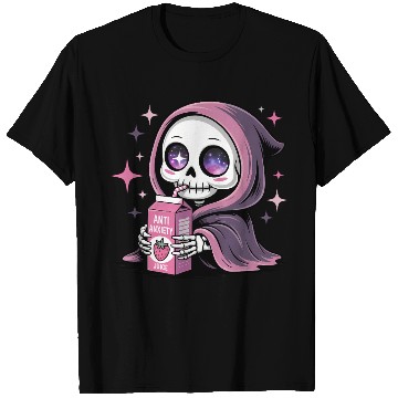 Discover Cosmic Skeleton Drinking Strawberry Juice T Shirts