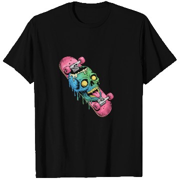 Discover Neon Dripping Skull Skateboard Art T Shirts
