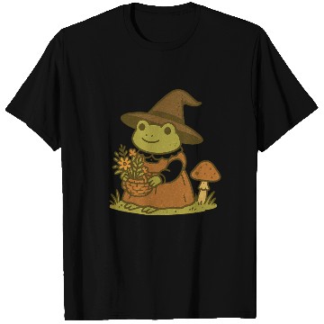 Discover Enchanting Frog Witch with Mushroom and Flowers T Shirts