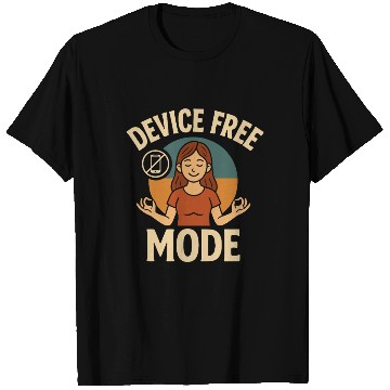 Discover Device-Free Mode Peaceful Yoga Illustration T Shirts