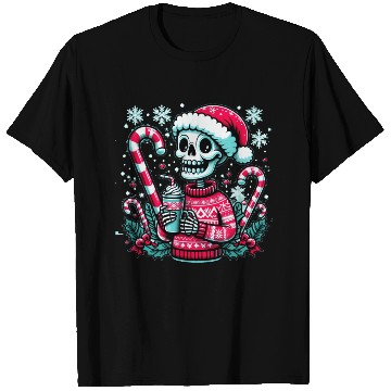 Discover Festive Skeleton in Santa Hat T Shirts