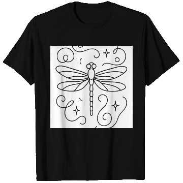 Discover “Minimal line art dragonfly, soft curves, modern  T Shirts