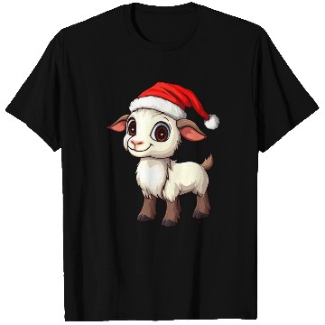 Discover Festive Christmas Goat Cartoon Design T Shirts