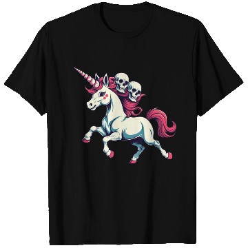 Discover Dark Fantasy Unicorn with Skulls T Shirts