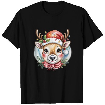Discover Cute Rudolph Reindeer Watercolor Christmas Art T Shirts