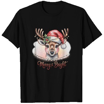 Discover Merry & Bright Cute Reindeer Watercolor Christmas T Shirts