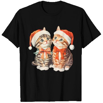 Discover Festive Kittens in Santa Hats T Shirts