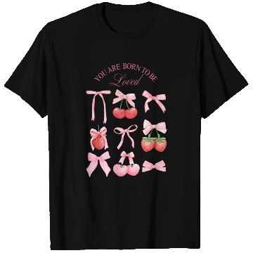 Discover Cherry and Strawberry Bow Motif  T Shirts