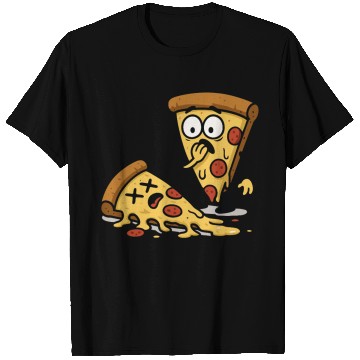 Discover Pizza Slice Cartoon Expression T Shirts