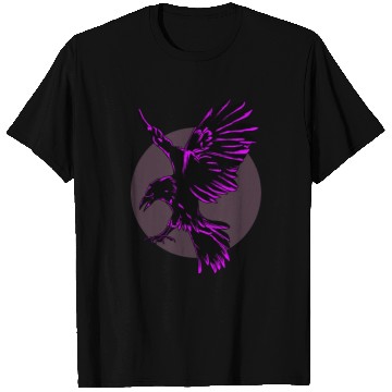 Discover Neon Purple Raven in Flight T Shirts